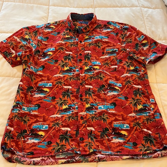 Charleston Threads men’s retro Hawaiian shirt size XL orange blue summer - Picture 3 of 10